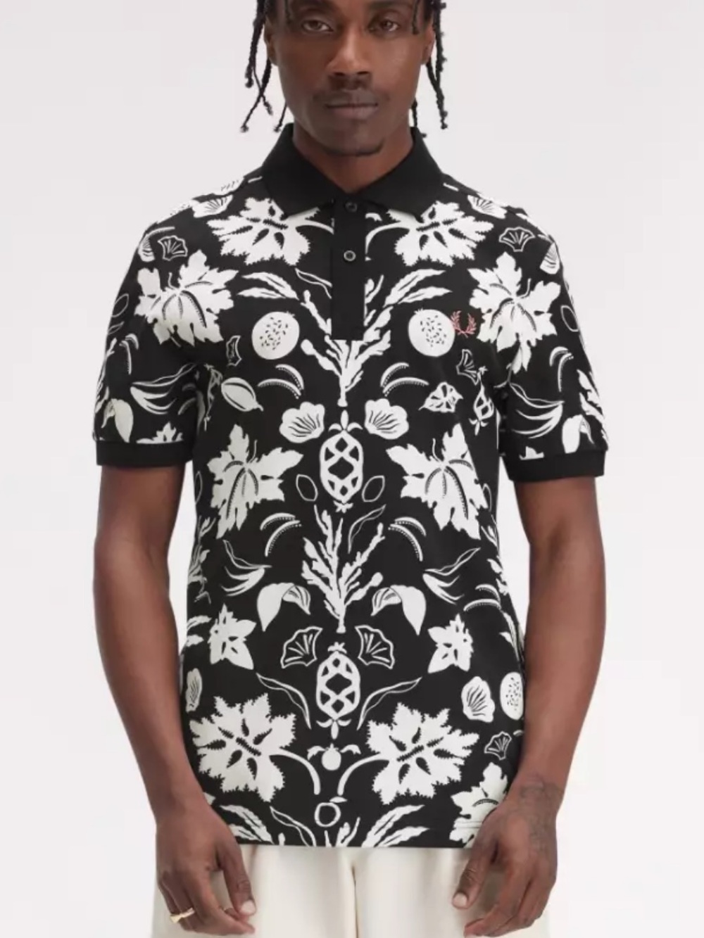 Fred Perry M9911 Botanical Print Polo Shirt Size M